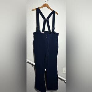 Vintage Peregrine Navy Blue Snow Bib Ski Overalls Wool 1988 Vail Lift Ticket